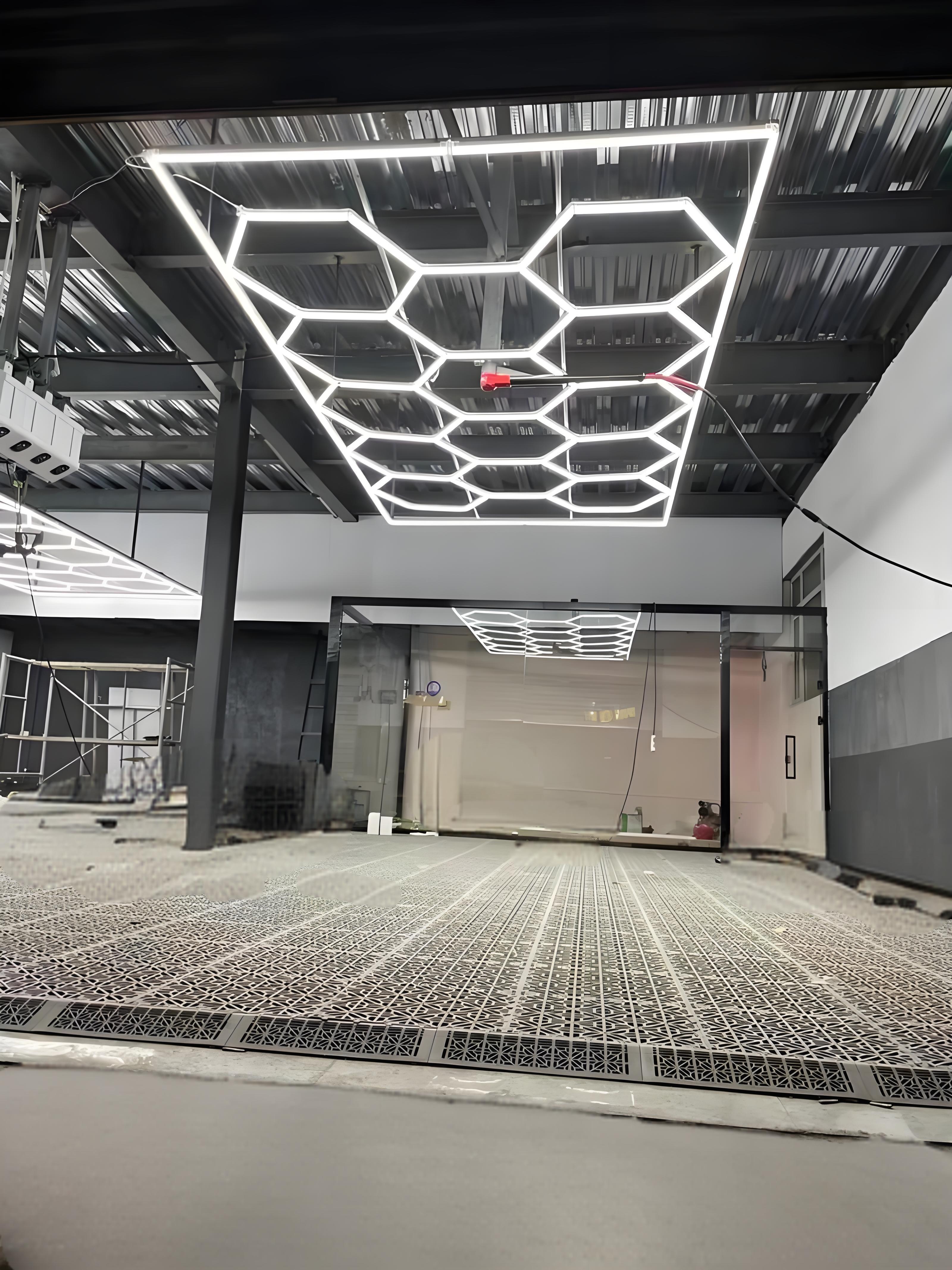 Factory Sold Commercial Grade Honeycomb Hexagon LED Lights Ideal for Workshop Garage and Car Detailing Shop Lighting