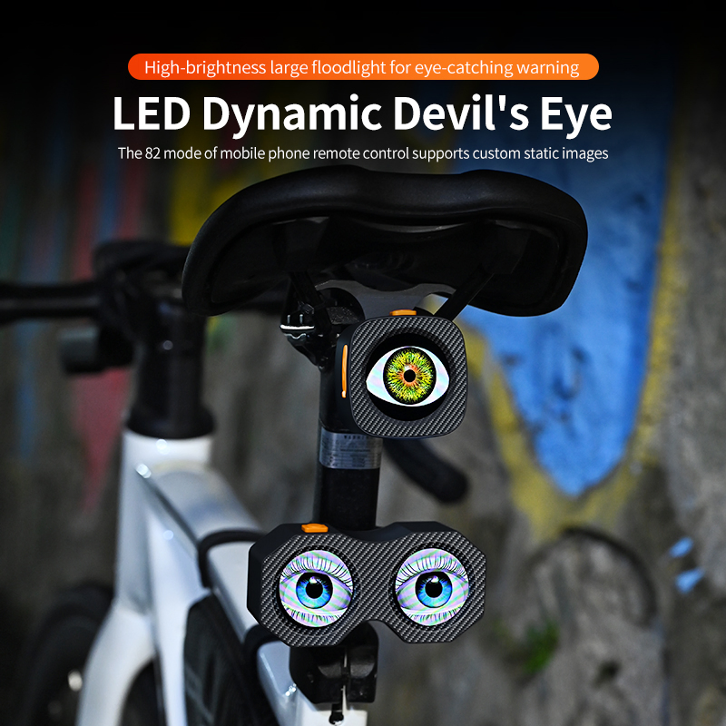 Best APP Controlled Devil Eyes Tail Light - 82 Modes Waterproof LED Rear Lamp for E-Bike/Scooter/Motorcycle with Remote
