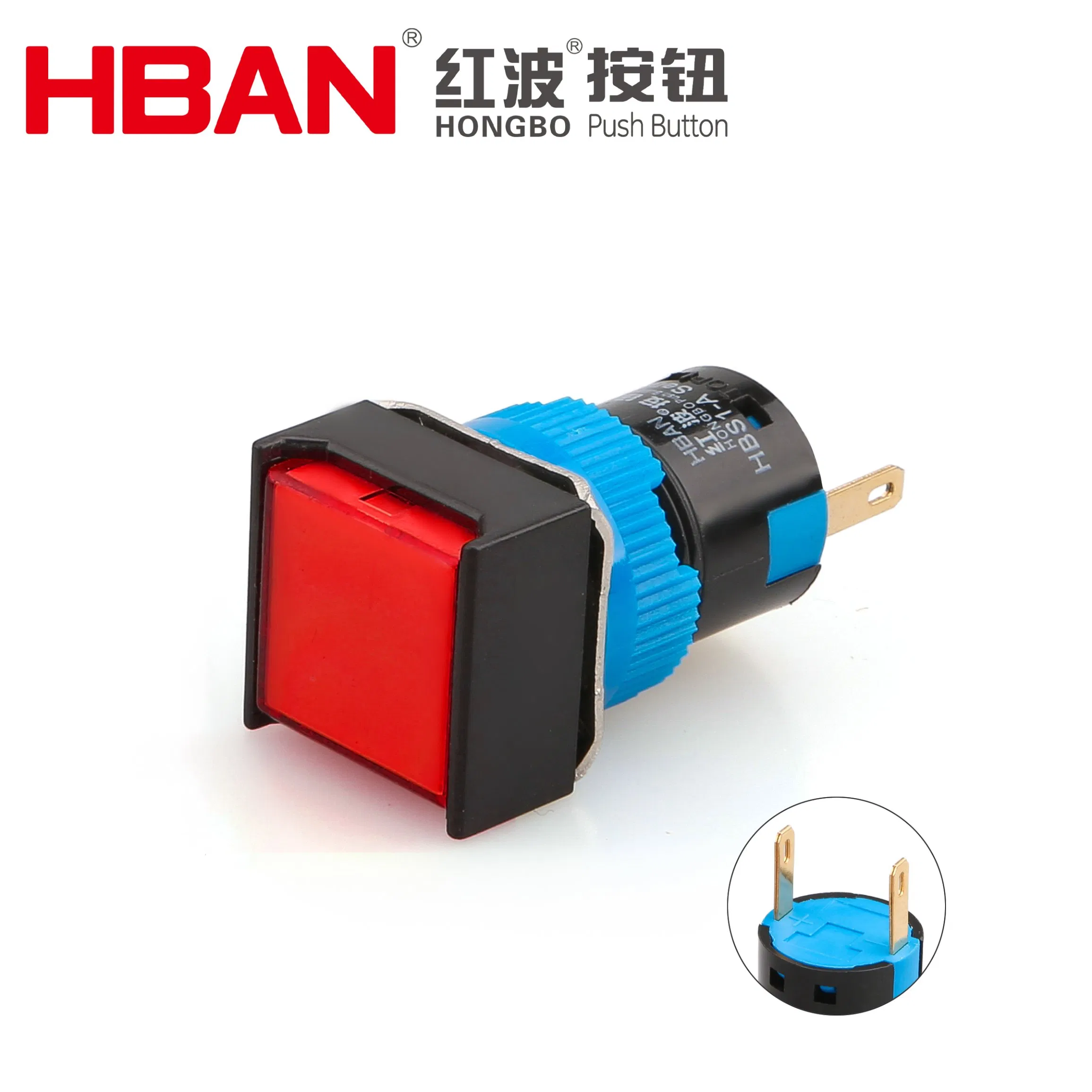 Hban 16mm Square Head Plastic High Brightness Multi-Color LED Signal Light