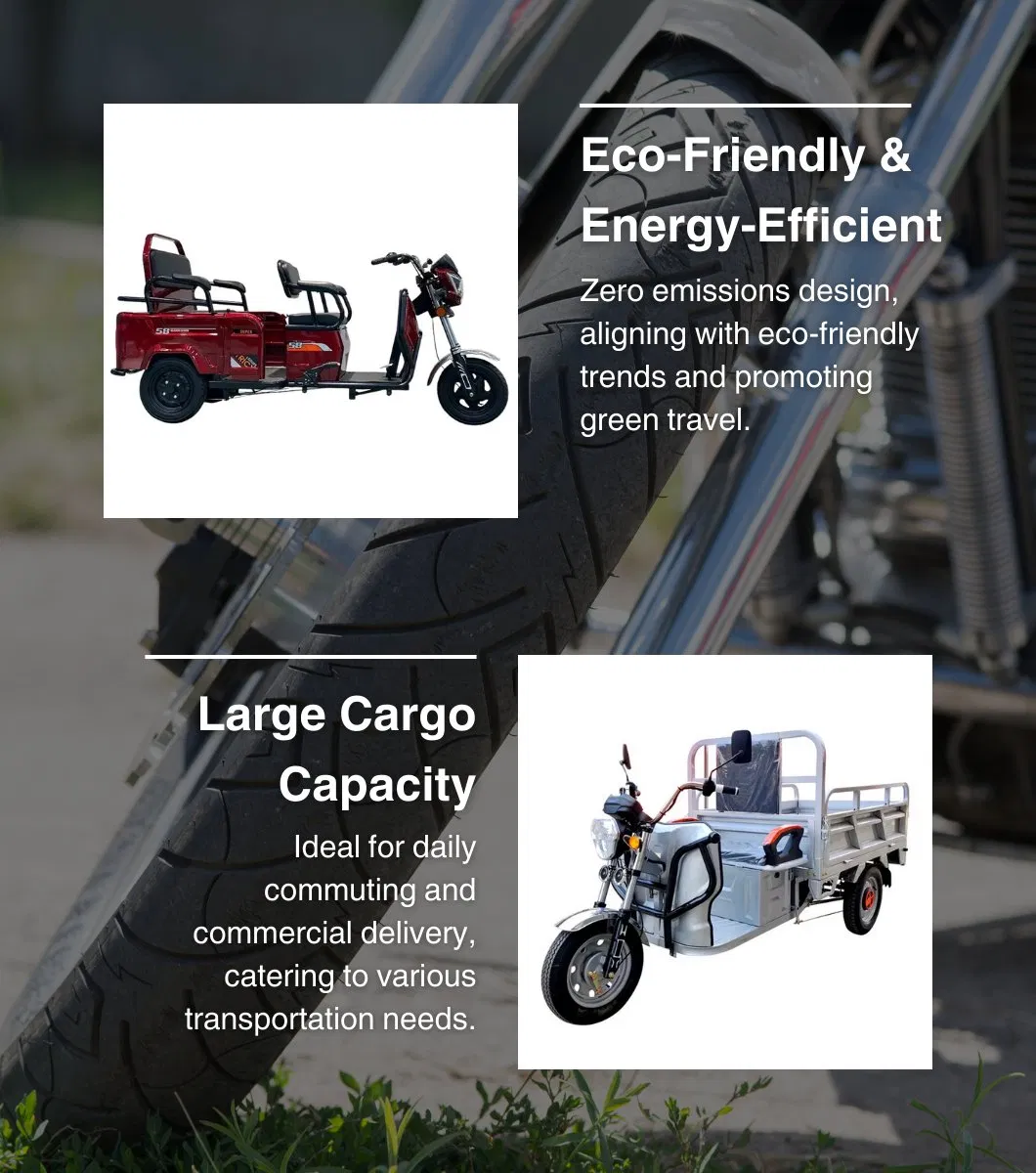 Cool 72V 3000W Cargo 3 Wheel EV Motorcycle Price
