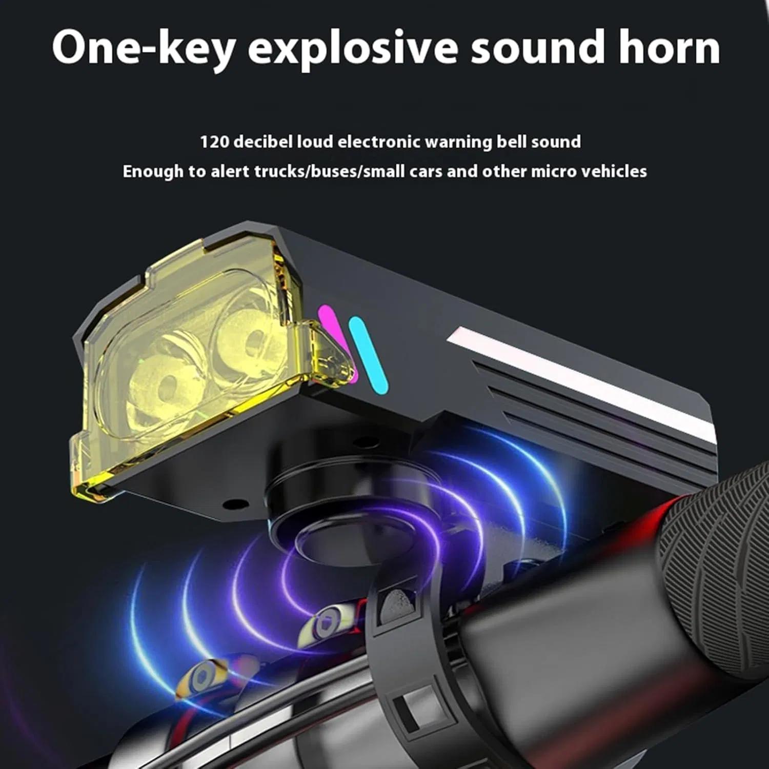 Front and Back Bike Lights - with Horn Waterproof Rechargeable Multis Modes, Front Rear Mountain Bike Lights for Adult Men Women Scooter E-Bike Mountain Road
