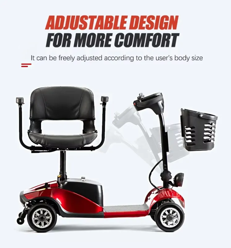 2026 Hot Selling Adult Lightweight Front LED Light 4 Wheel Folding Electric Mobility Scooter for Seniors Disabled