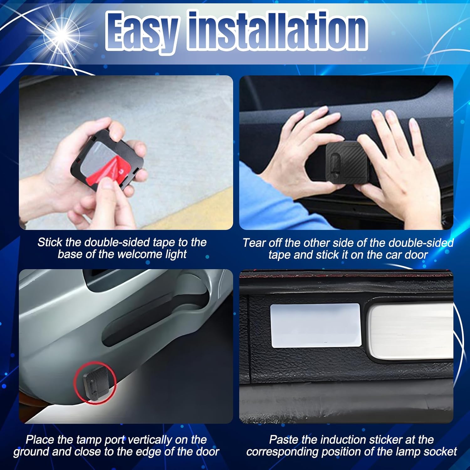 Universal 2PCS Carbon Fiber Car Door Projector Lights Vehicle Door Wireless Welcome Light Custom Car Logo Courtesy Lamp for Cars