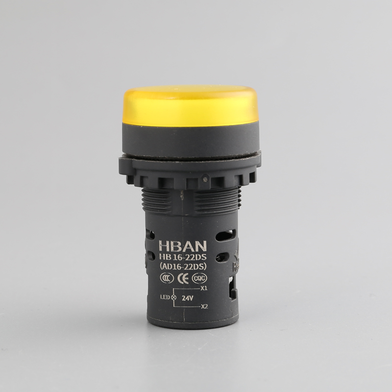Hban 22mm Yellow Plastic LED Lamp Signal Indicator Light for Equipment Warnings