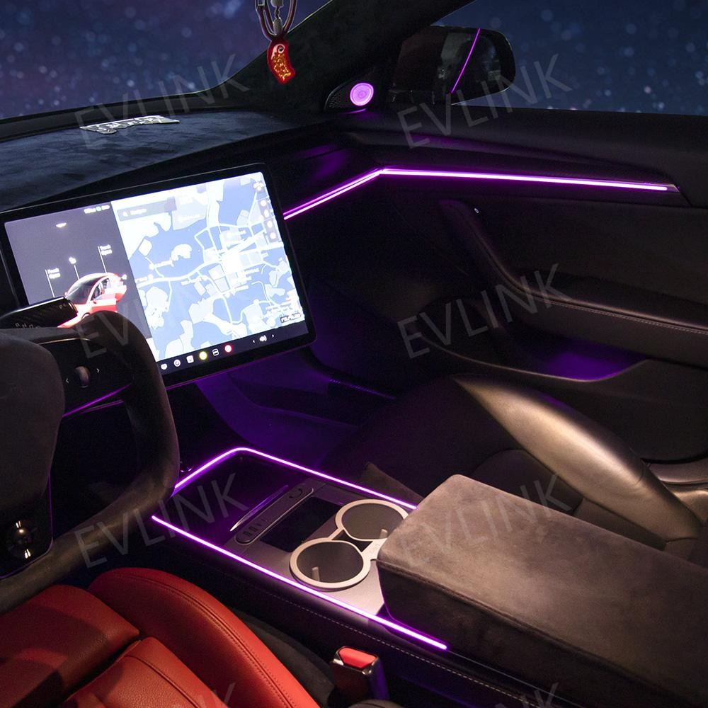 Hot Sale Led Ambient Light Car Tesla Atmosphere Lights Laser Engraving Style Ambient Light for Tesla Model Y 3