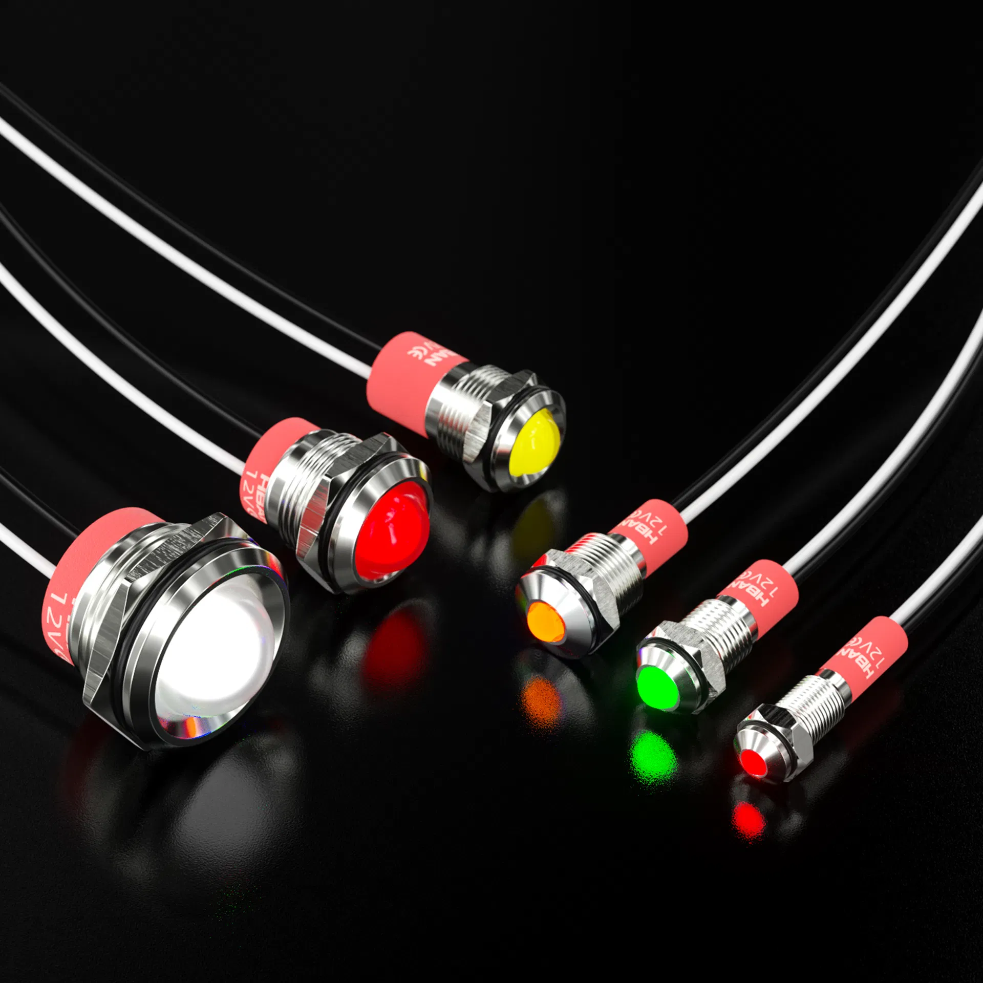 22mm IP67 Metal Waterproof Signal Light Extra-Large Flat Face with Flexible Leads