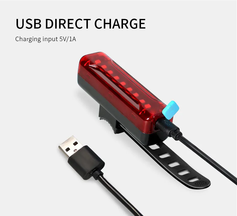 Bicycle Tail Light Bicycle Riding Motorcycle Electric Bike LED Mountain Bike USB Charging Warning Light