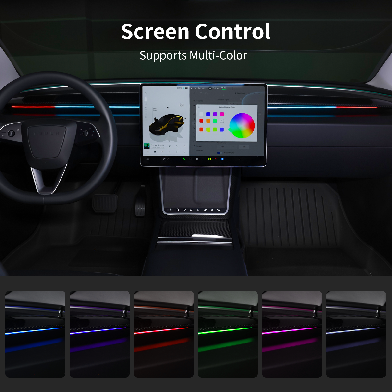 Xunyue V2.0 Original System Control 12V 36W BSD Ambient Light Strip with 1 Year Warranty for Tesla Model 3/Y