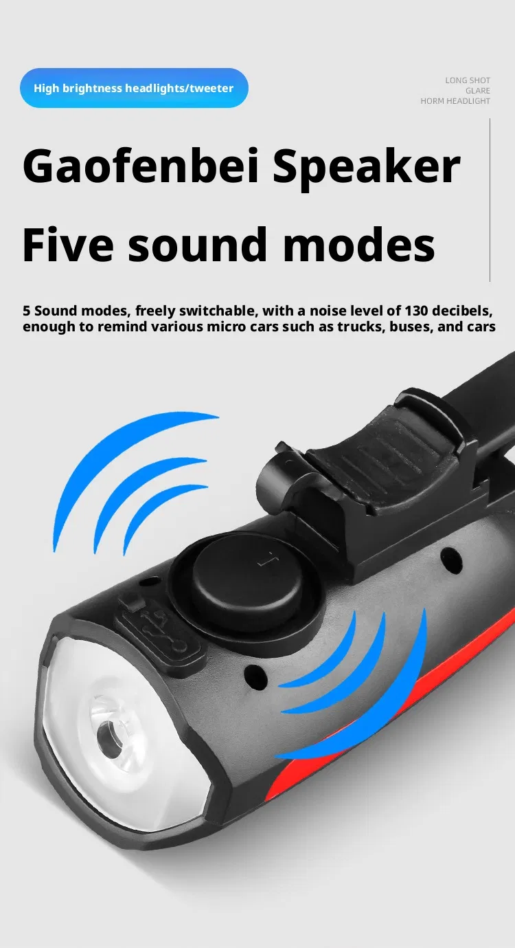 Rechargeable Bike Light with Horn Set, Bicycle Front Light with Bell for Electric Scooter Kids, 2 Modes Sound Siren, 3 Lighting Mode