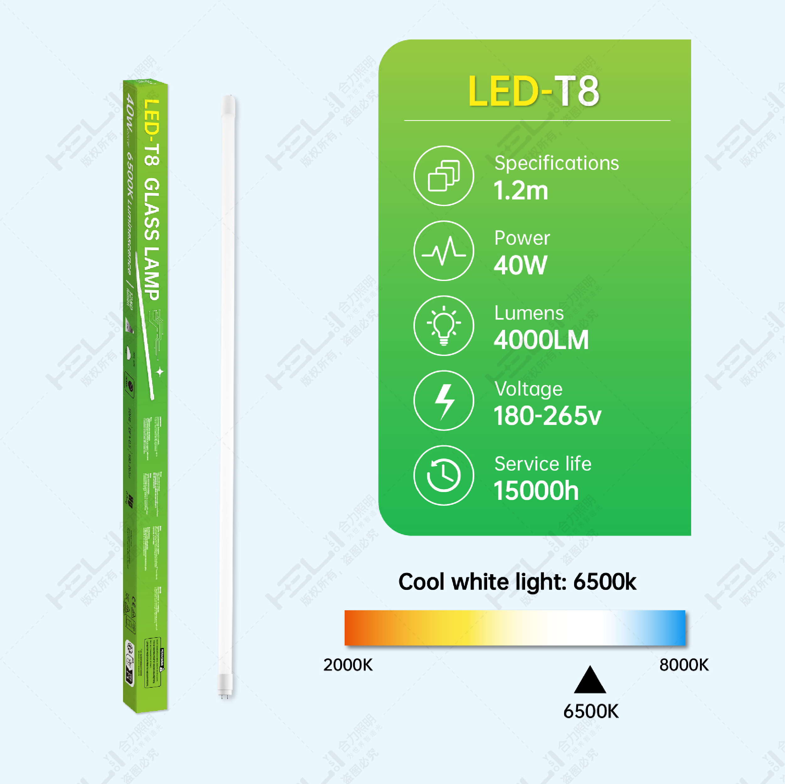 Low Maintenance Cost 180-265v PC Glass Led Tube Light Fixture High Reliability 40w 4000lm Rechargeable Led Work Light