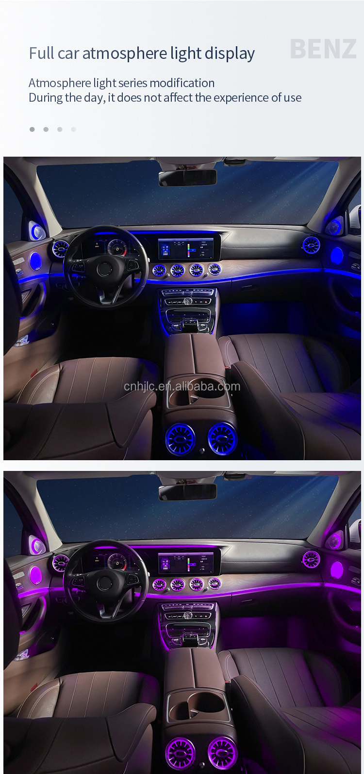 64 Colors Turbine Air Vent Air Outlet Multicolor Ambient Light for Mercedes-Benz E-class W213 E-coupe W238