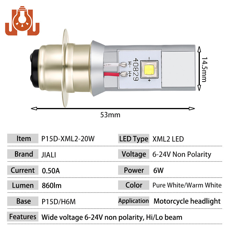 Super Bright 6-24V P15D H6m LED Headlight Bulbs for Atvs
