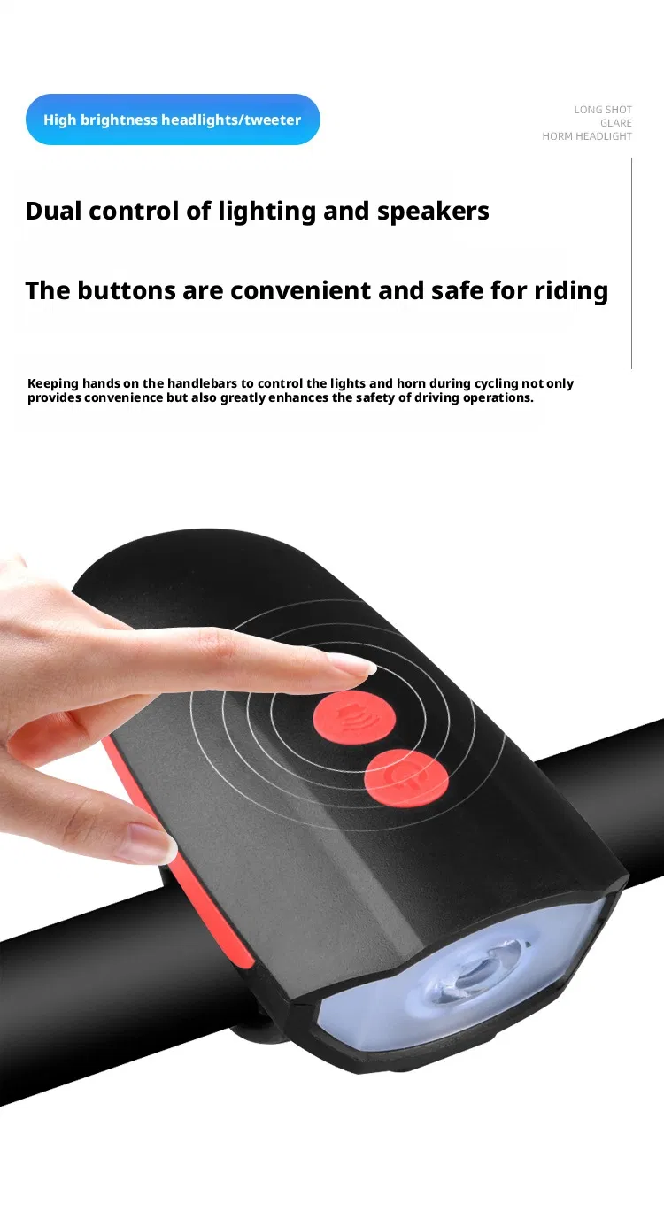 Rechargeable Bike Light with Horn Set, Bicycle Front Light with Bell for Electric Scooter Kids, 2 Modes Sound Siren, 3 Lighting Mode
