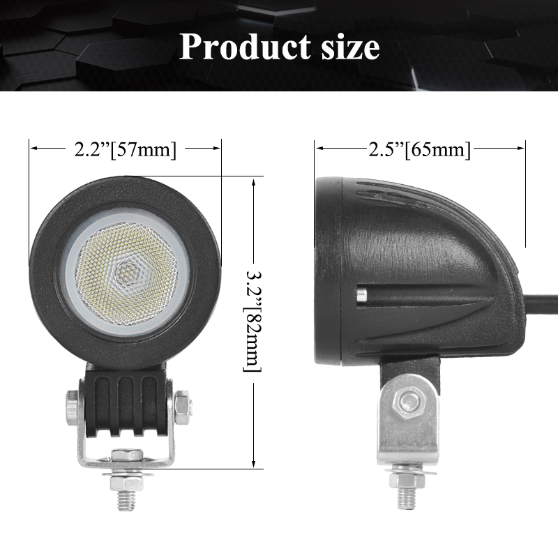Motorcycle Parts 2inch 10W Round Small Front Spot Flood Driving LED Head Light, Car Electric Bike Bicycle Work Lighting Fog Lamp Factory Wholesale