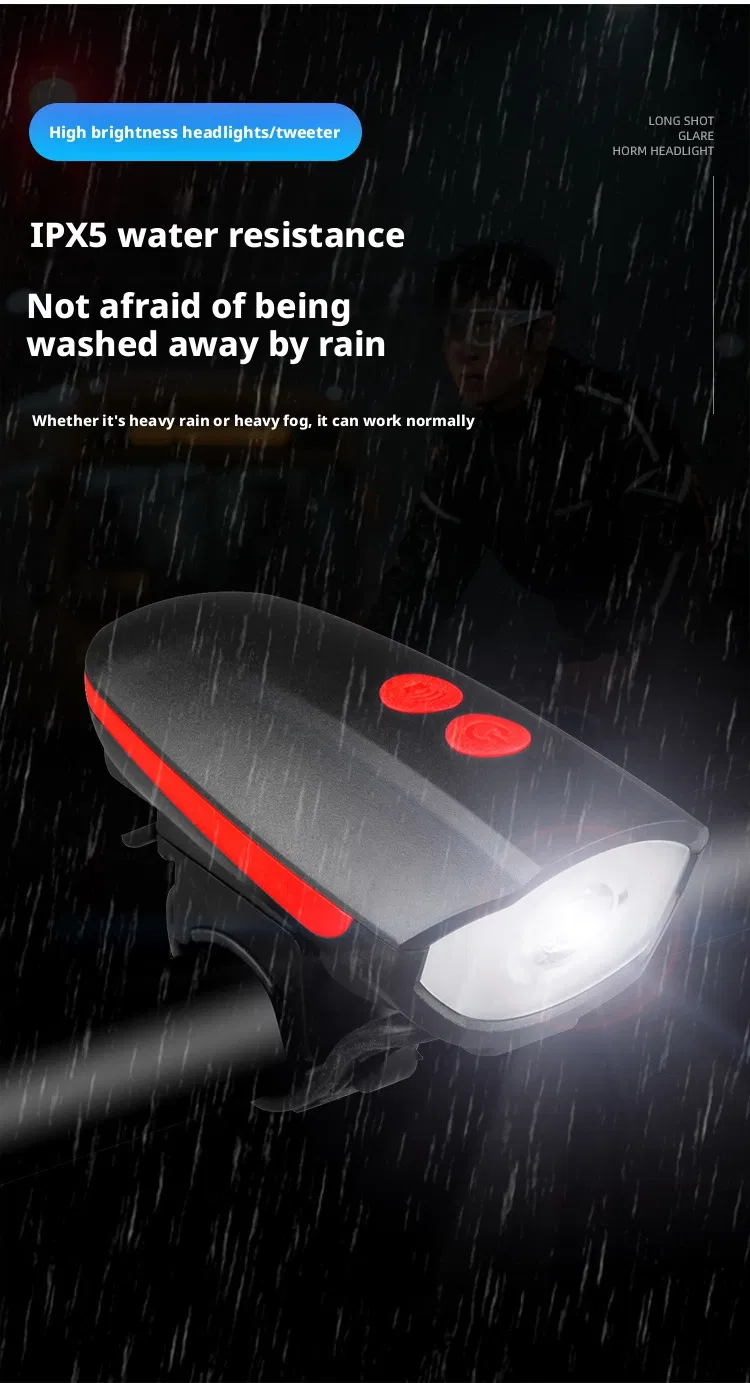 Rechargeable Bike Light with Horn Set, Bicycle Front Light with Bell for Electric Scooter Kids, 2 Modes Sound Siren, 3 Lighting Mode