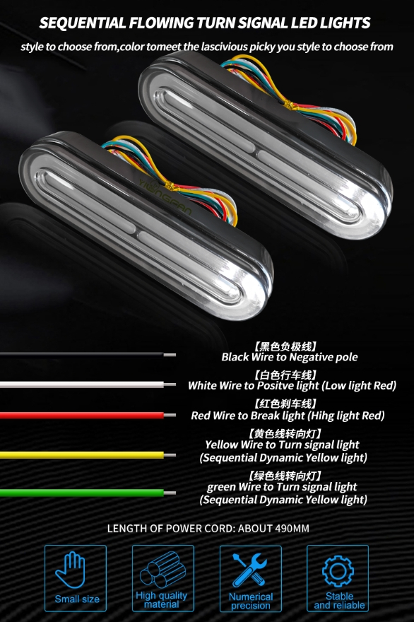 5 Inch LED Motorcycle Universal Tail Light Two Direction Indicator 60LED 12-80V Turn Signal Brake Stop Waterproof for ATV UTV E-Bike