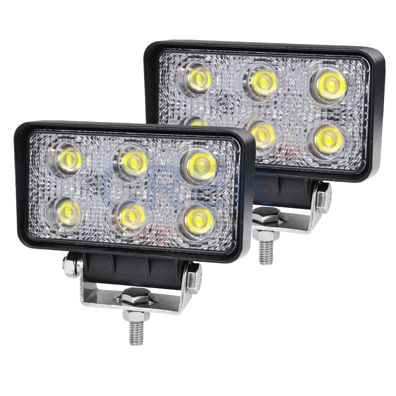 12V 24V 4inch 18W Spot Flood LED Lighting for Auto Car Truck Motorcycle Scooter, Tractor Harvester Mower Digger Forklift Cabin Roof Work Light Factory