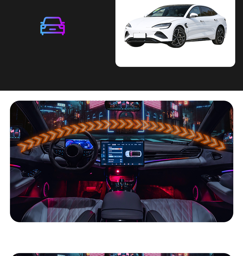 High Bright RGB LED Ambient Light for BYD Seal EV 2022-2023 Interior Lighting System Interior Trim