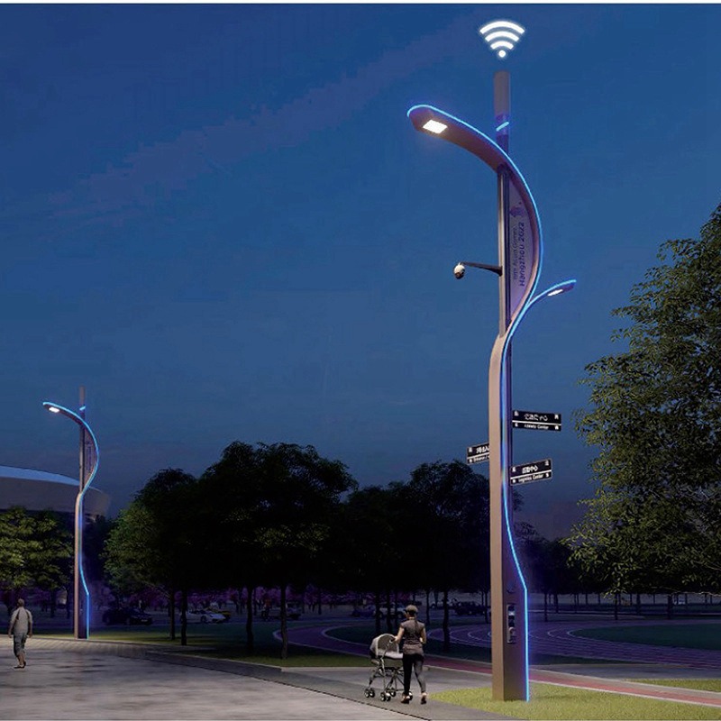 Smart Street Light Poles with WIFI Antenna Base Station Advertising Screen Broadcast Control Charging Pile System