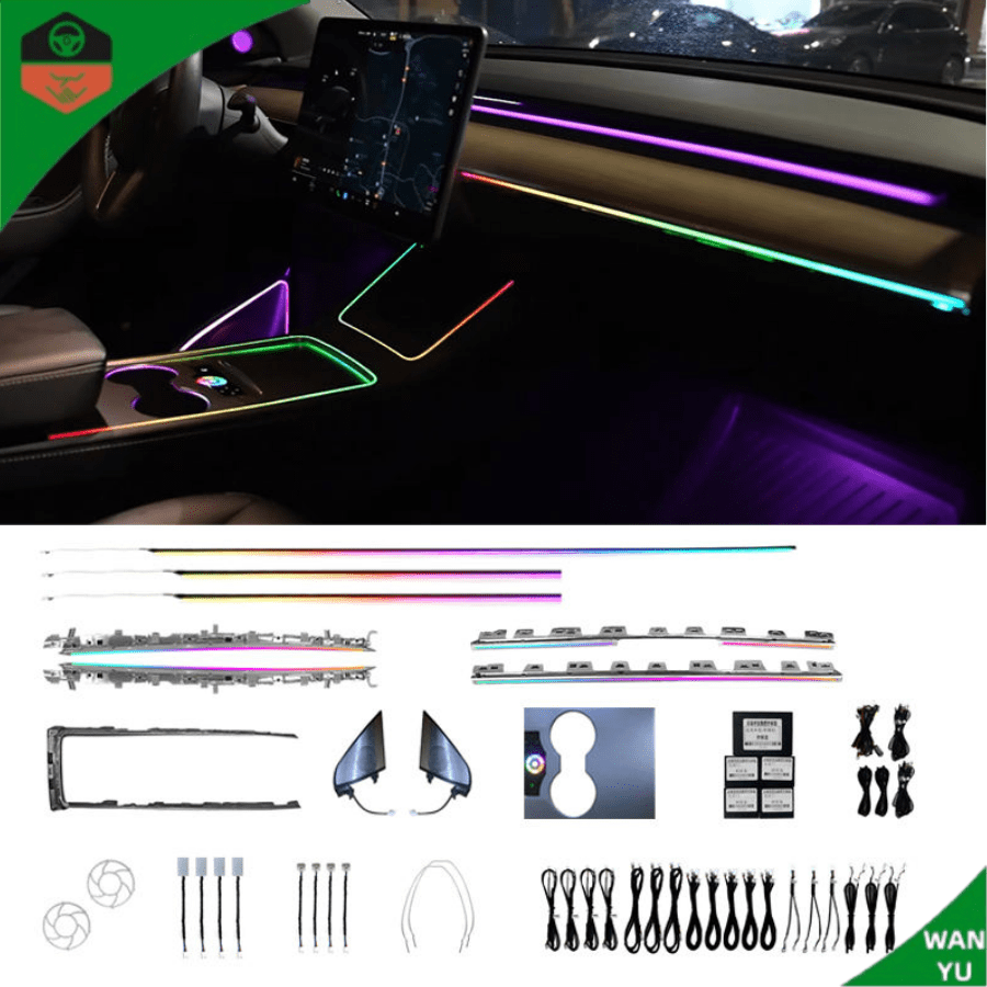 Premium Car Interior Ambient Lights for Tesla Model 3 / Y APP Remote Control Dream Color Atmosphere Lamp