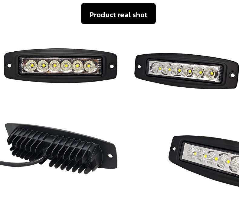 Cross-border Exclusive 18W 36V 2000 Lumens Embedded Car LED Work Light Long Strip Bumper Light Ears Off-road Vehicle