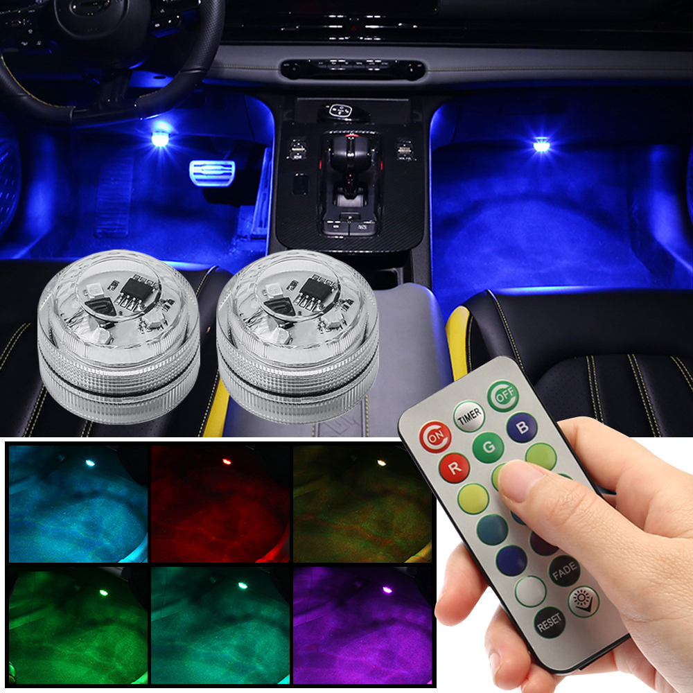PEL Portable Mini Led Atmosphere Light Auto Wireless Ambient Lamp RGB Remote Control 12V Car Roof Bulb Car Interior Light