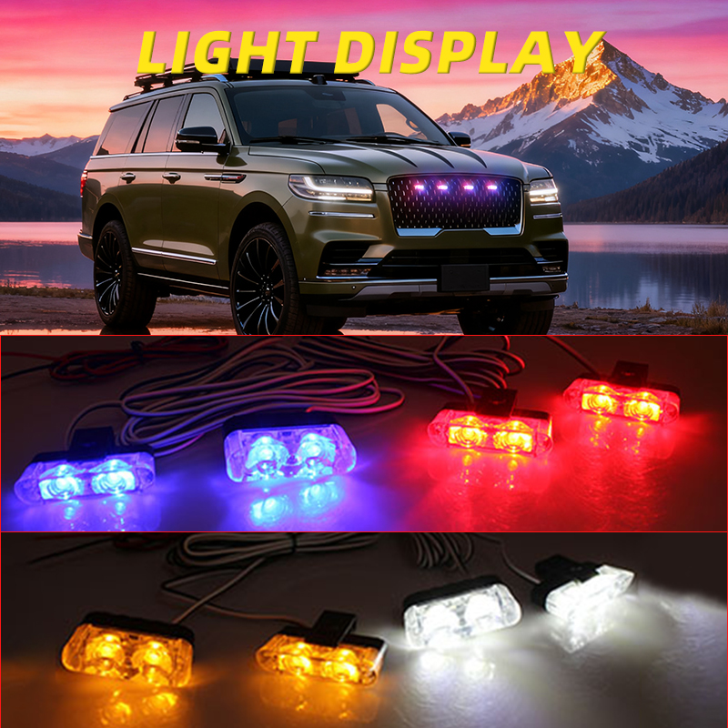 LED Net Light Universal Fit Wireless Remote Control LED Grille Light for Automotive Front Grill Waterproof Easy to Install
