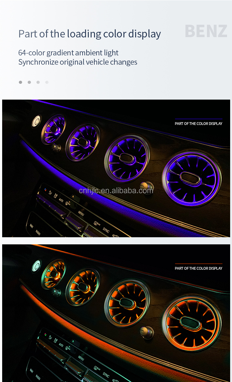 64 Colors Turbine Air Vent Air Outlet Multicolor Ambient Light for Mercedes-Benz E-class W213 E-coupe W238
