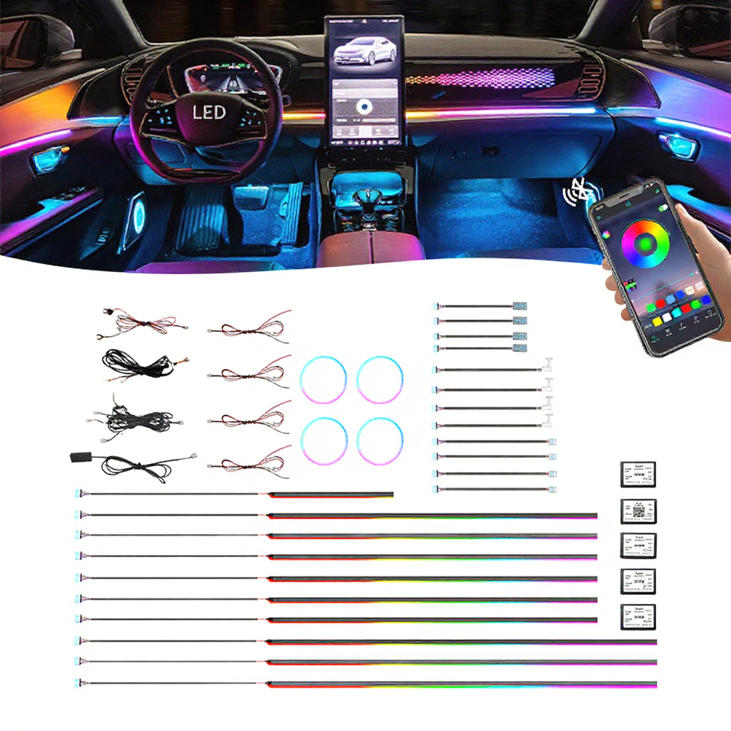 110cm Car RGB LED Atmosphere Light Bar Strips Ambient Symphony Car Interior Decoration Lights With 12V Music Sync Feature