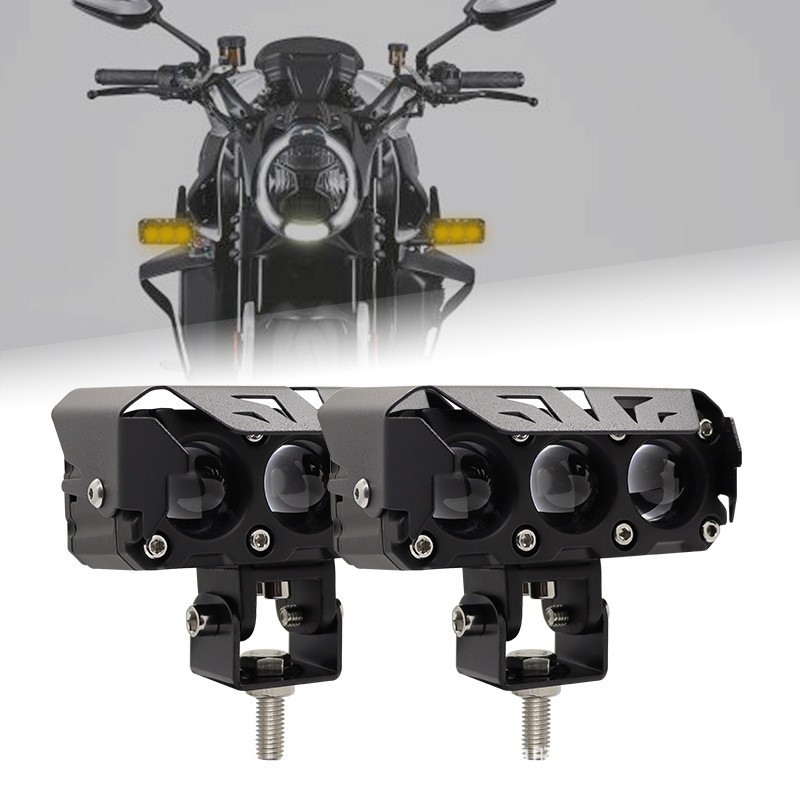 External Electric Vehicle Headlight 3 Lens Led Custom Parts Assembly Offroad Universal Car Modification Front Led