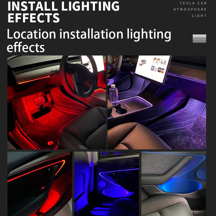 High Quality Auto Lighting System 64 Colors Interior Ambient Light for tesla Model 3