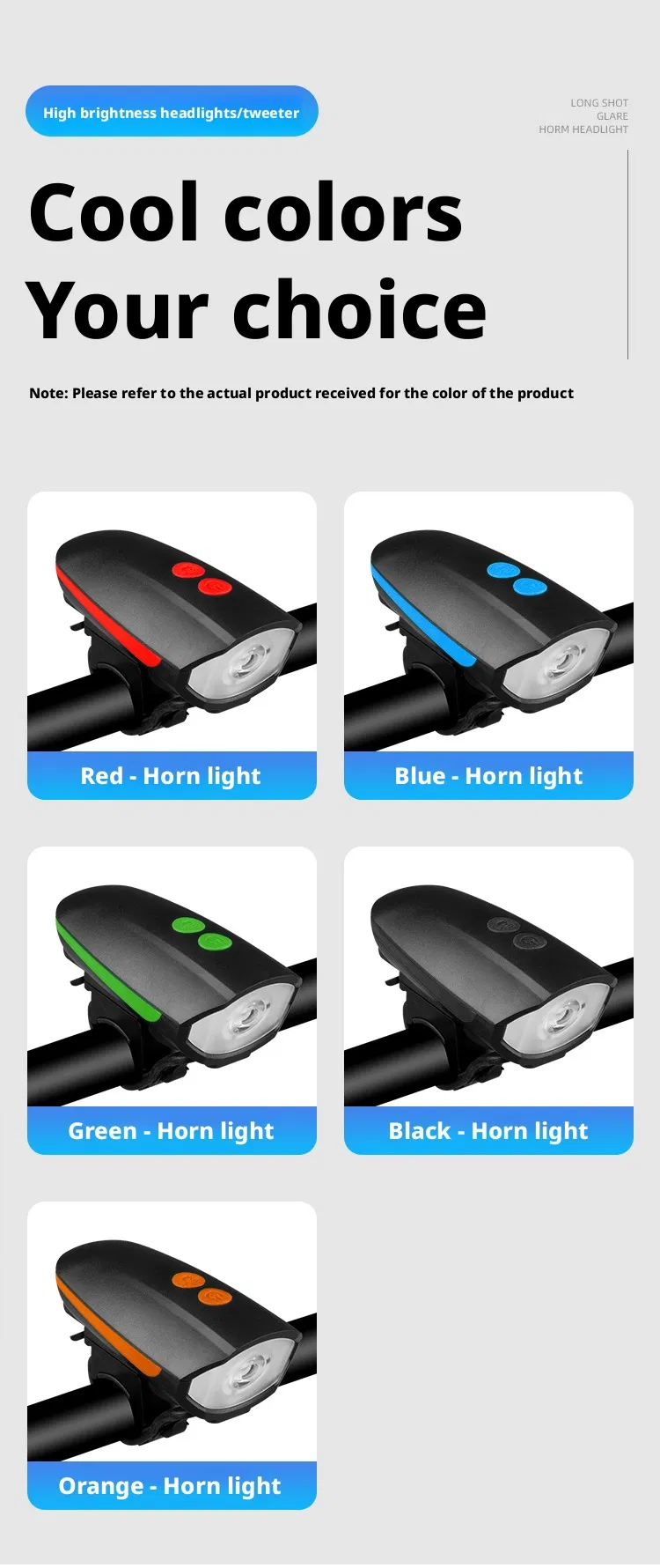 Rechargeable Bike Light with Horn Set, Bicycle Front Light with Bell for Electric Scooter Kids, 2 Modes Sound Siren, 3 Lighting Mode