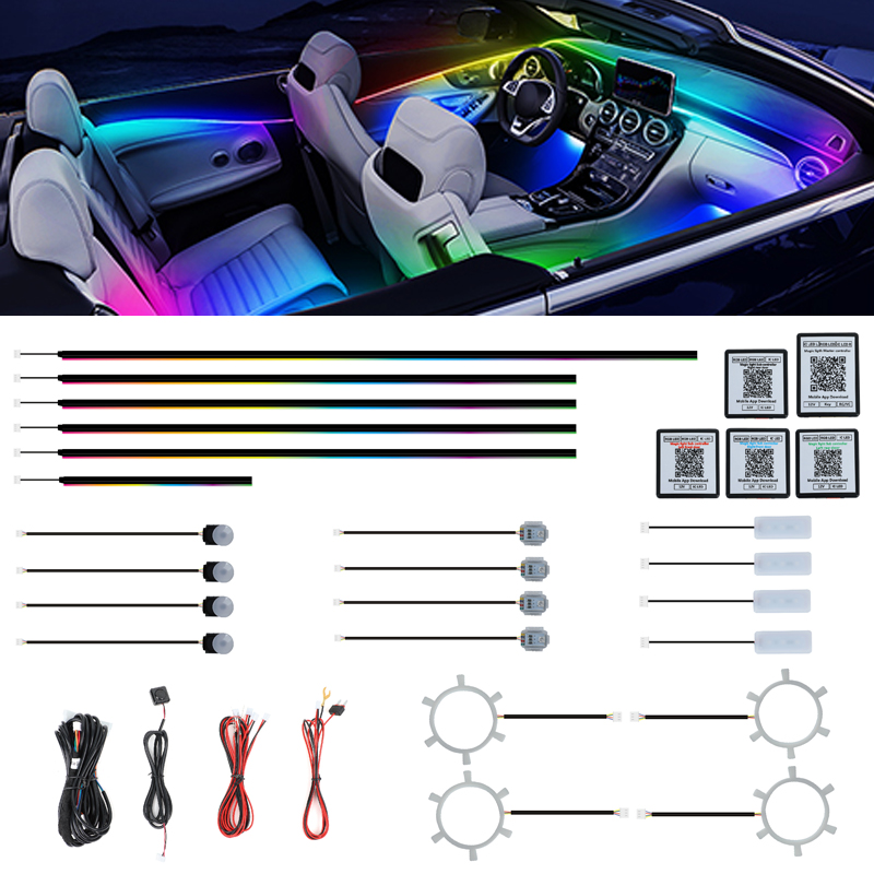 Welcome Custom Ambient Lighting Easy Install 22 In 1 Symphony Universal Car Interior RGBIC LED Ambient Strip Light Kit For Car