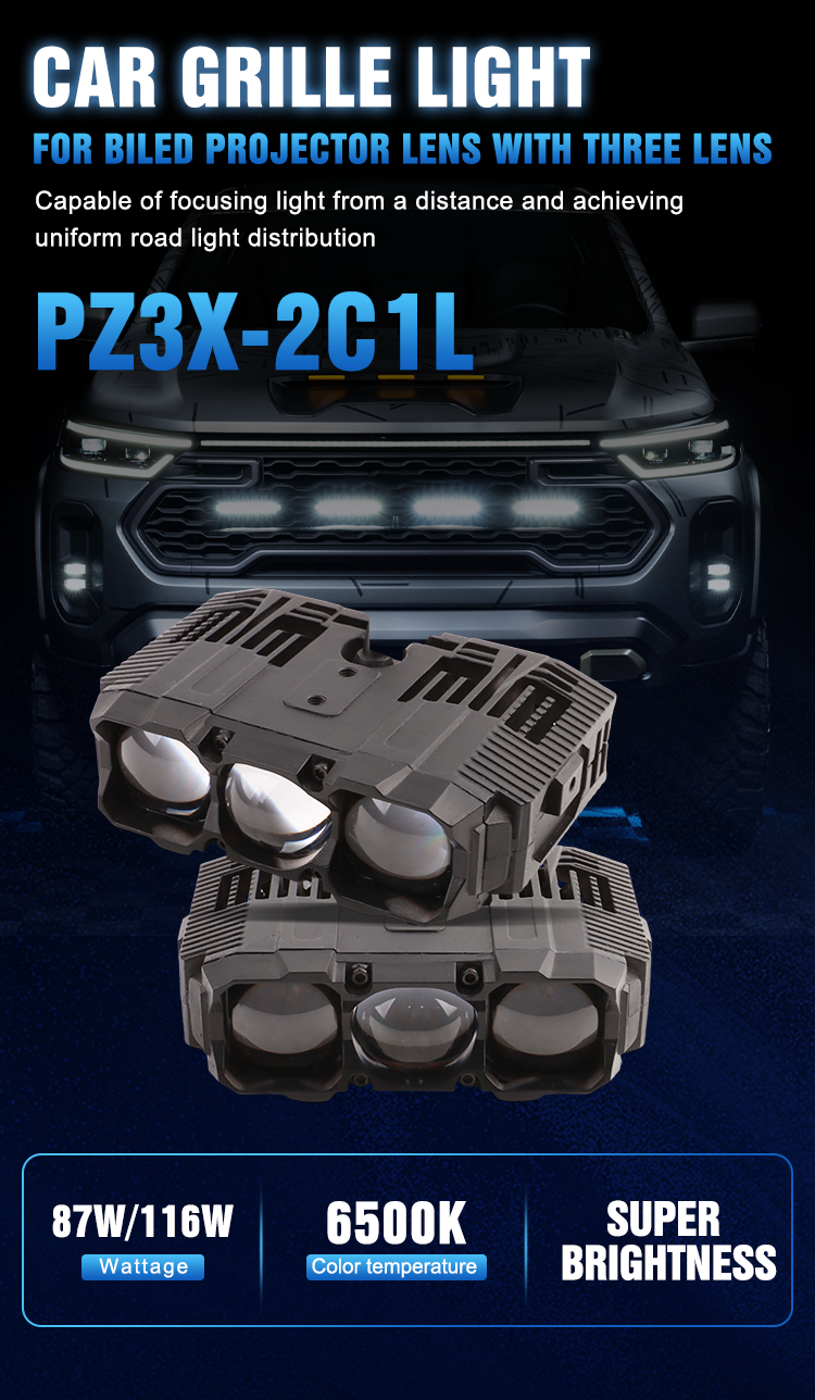 Blue Lens LED Auxiliary Lens Car LED Grille Light 6500K 116W LED Driving Light for Off-Road Vehicle