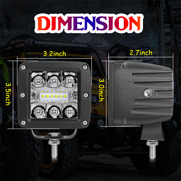 NOVA AUTO Phone App Control Car Driving Light 3 Inch Square Strobe Chasing RGBW LED Ditch Light With Harness