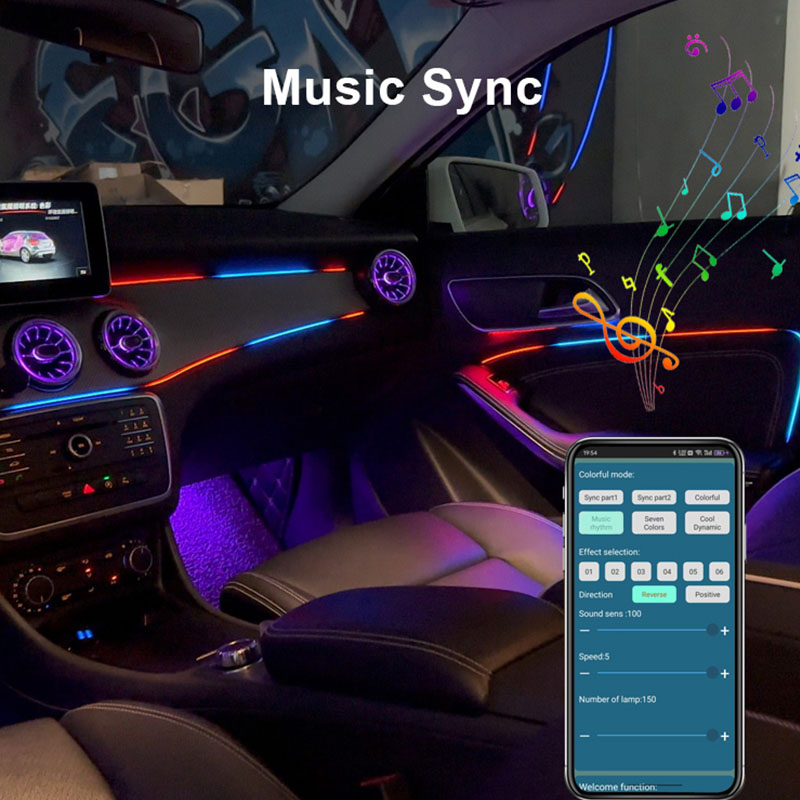 Welcome Custom Ambient Lighting Easy Install 22 In 1 Symphony Universal Car Interior RGBIC LED Ambient Strip Light Kit For Car