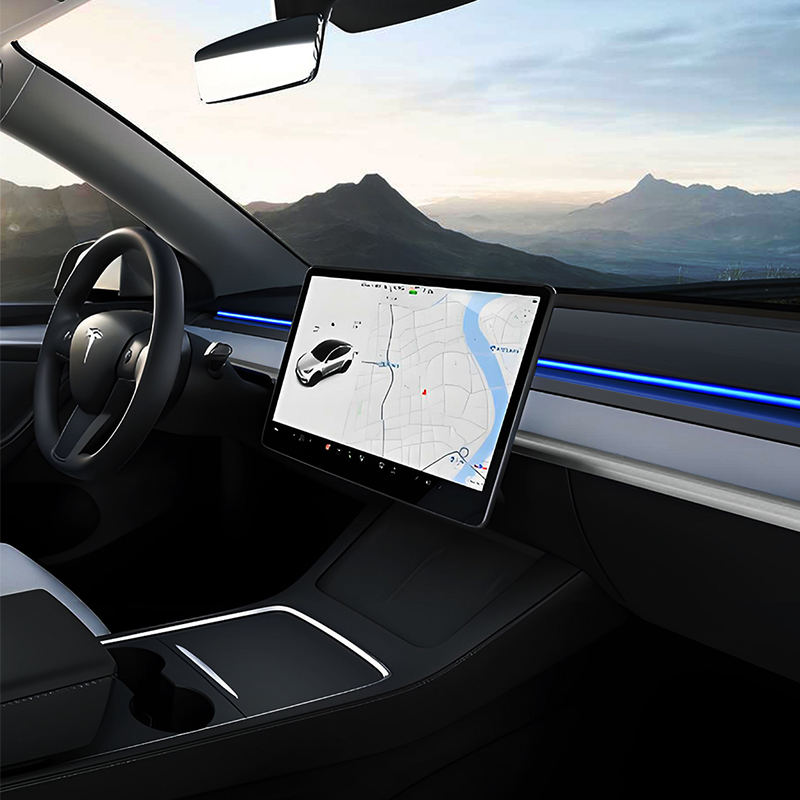 2025+ Tesla Model Y Juniper BSD Smart Atmosphere Light Car Center Console Auto Interior Lighting with Blind Spot Monitoring