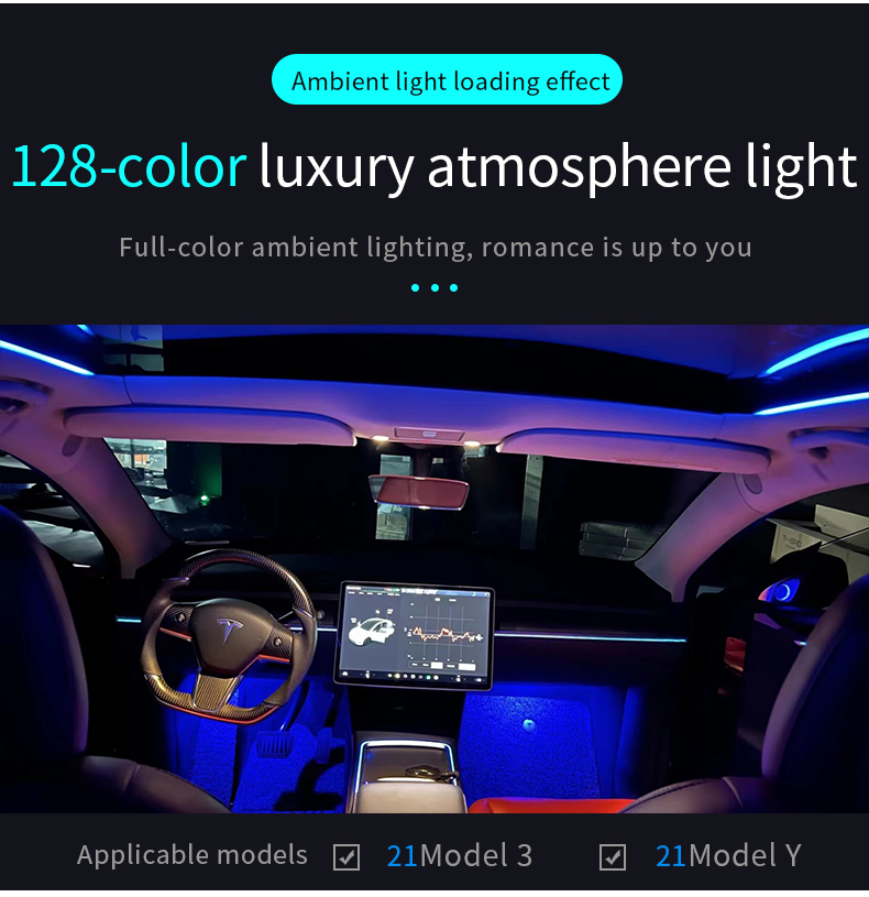2022 Hot-selling Model Suitable for Tesla Car Interior Environment Laser Engraving Ambient Light
