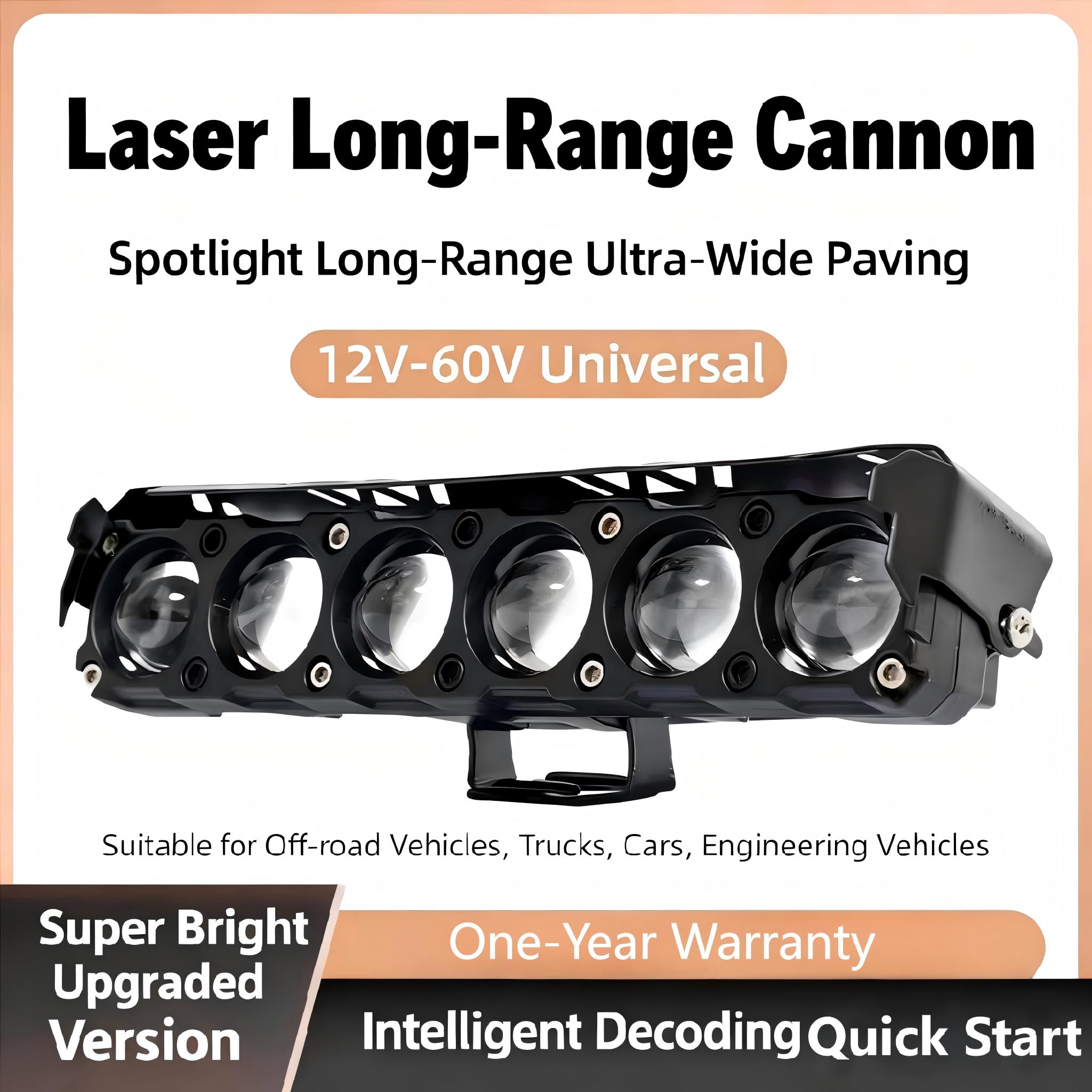 Laser Cannon Spotlight LED Headlight Kit 12V-60V 65W 6-Bead Waterproof for Electric Vehicle (EV) Headlight Retrofit