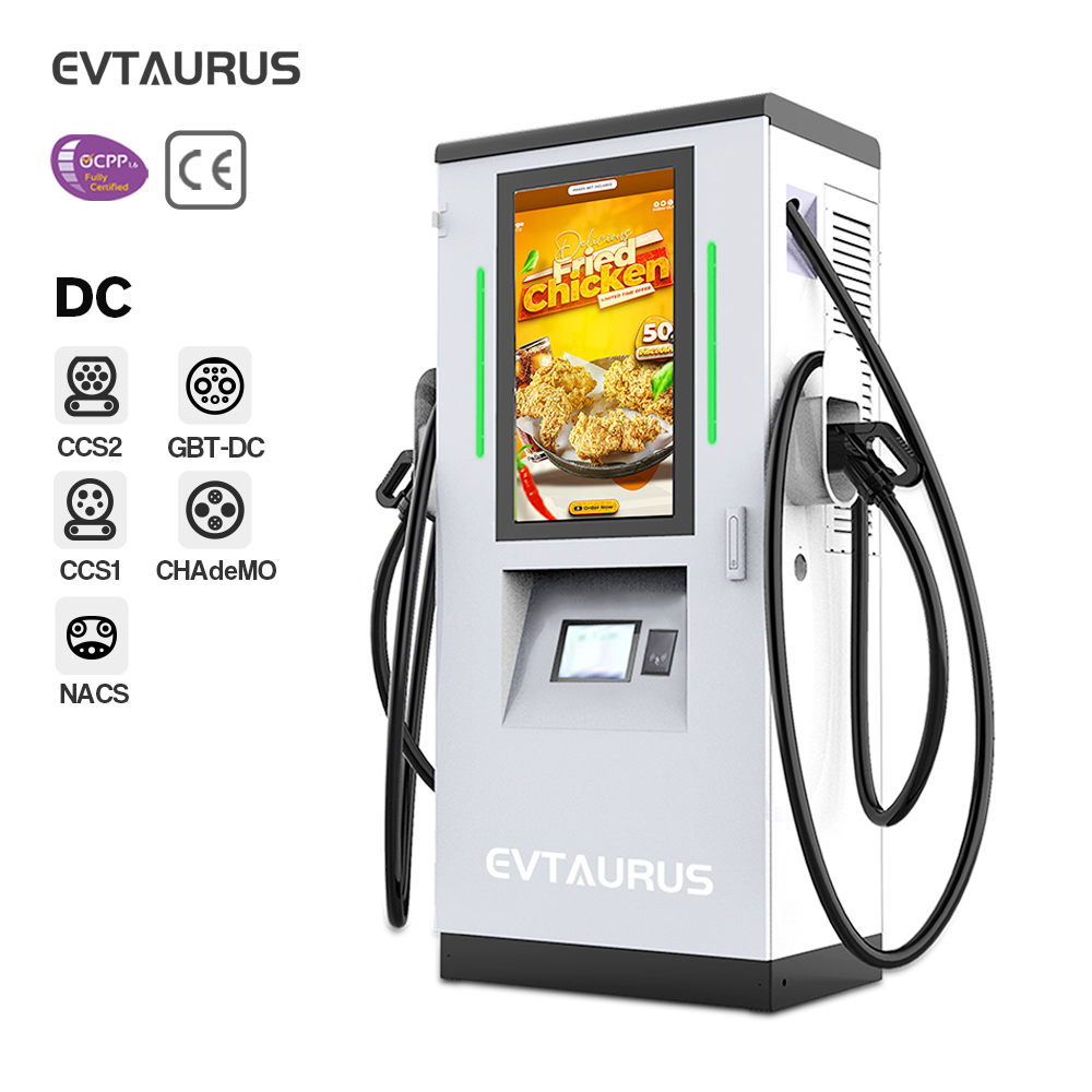 2026 Commercial Use Business 32inch 55inch 120kw 180kw Ccs2 CCS1 GBT Public DC EV Charging Station With Advertising Screen