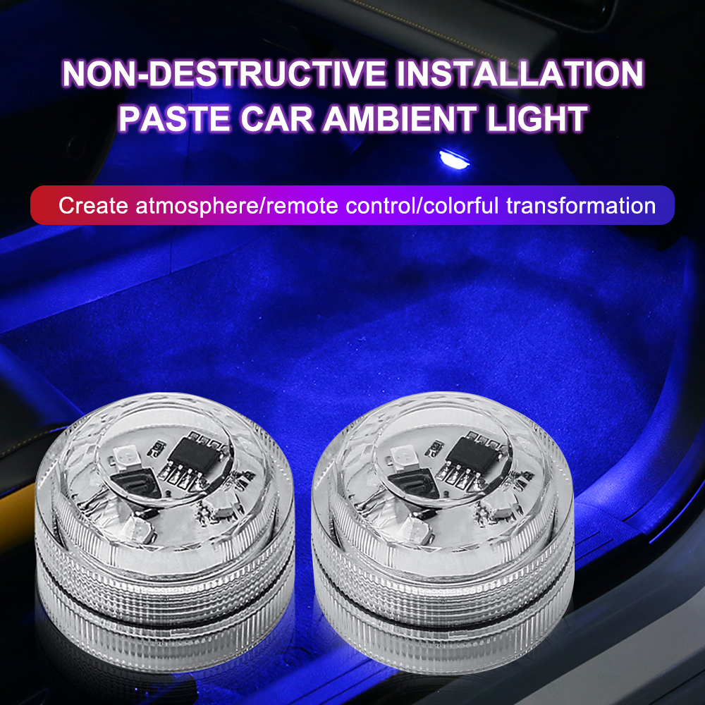 PEL Portable Mini Led Atmosphere Light Auto Wireless Ambient Lamp RGB Remote Control 12V Car Roof Bulb Car Interior Light