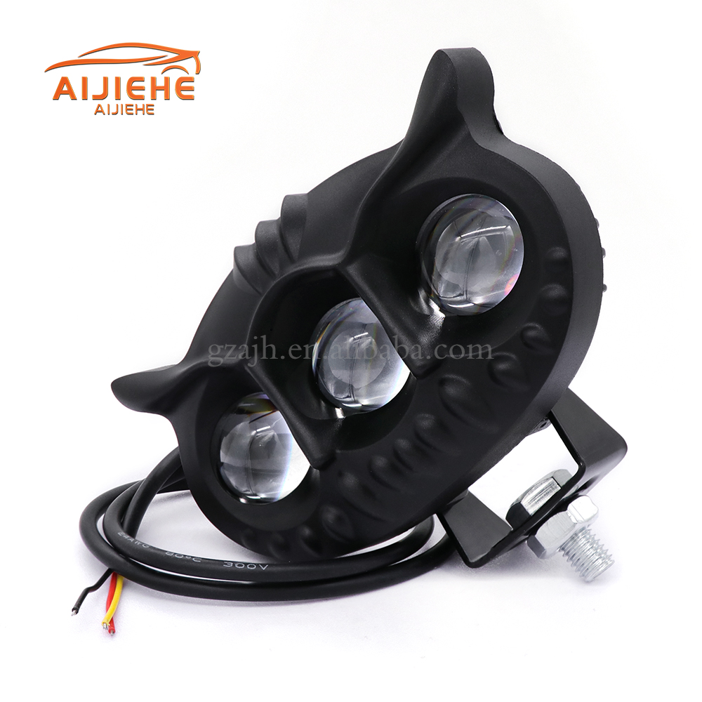 New Owl 3-Bead Motorcycle LED Electric Vehicle Spot Light Waterproof Modification High and Low Beam Street Light External