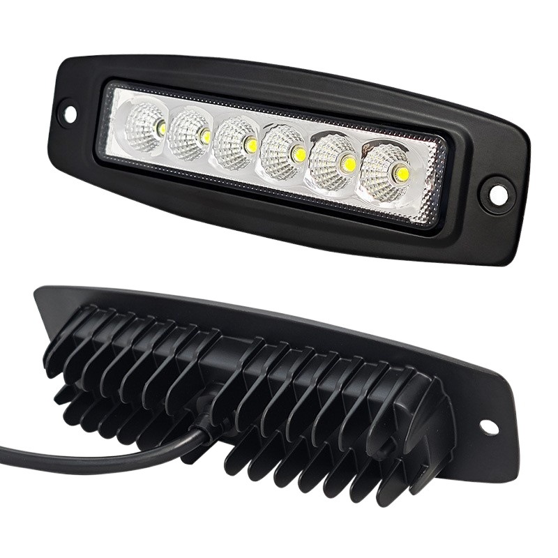 Cross-border Exclusive 18W 36V 2000 Lumens Embedded Car LED Work Light Long Strip Bumper Light Ears Off-road Vehicle