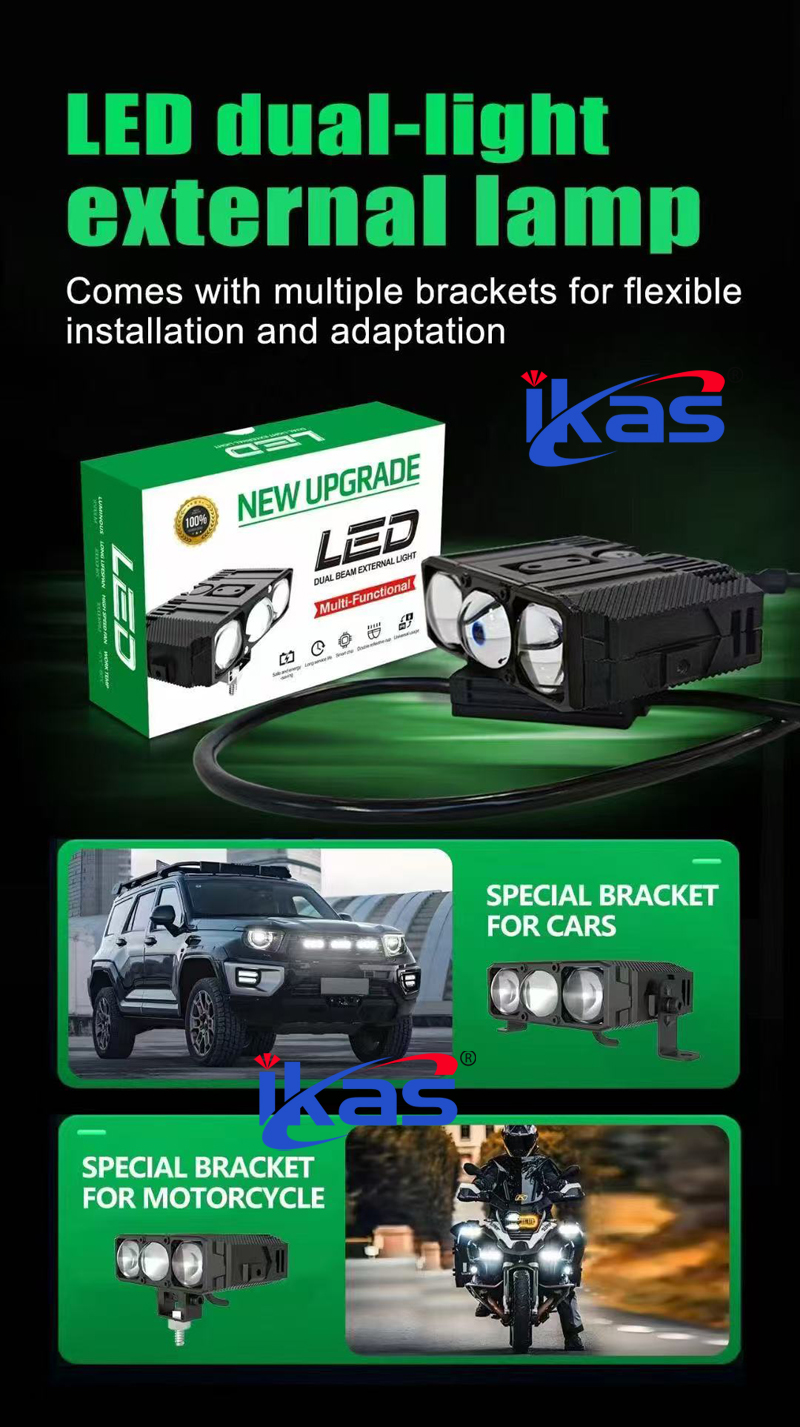 Three Eyed Grille Spotlights Headlights Front Bi Led Projector Lens for Car