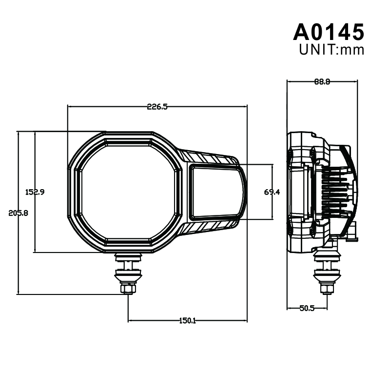 60W Tractor LED Headlight For T7. 300 Agriculture High Low Beam With Parking Turning Headlamp