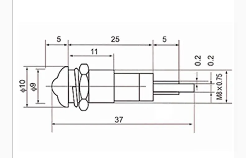 8mm Metal Indicator Light Specifications 1