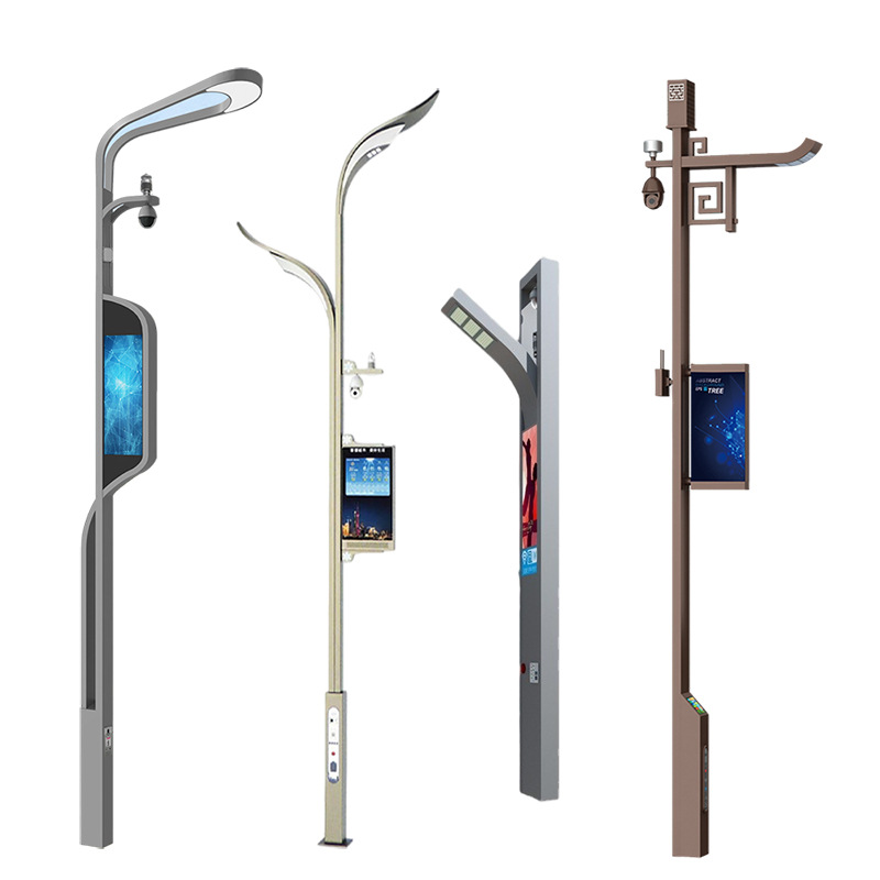 Smart Street Light Poles with WIFI Antenna Base Station Advertising Screen Broadcast Control Charging Pile System