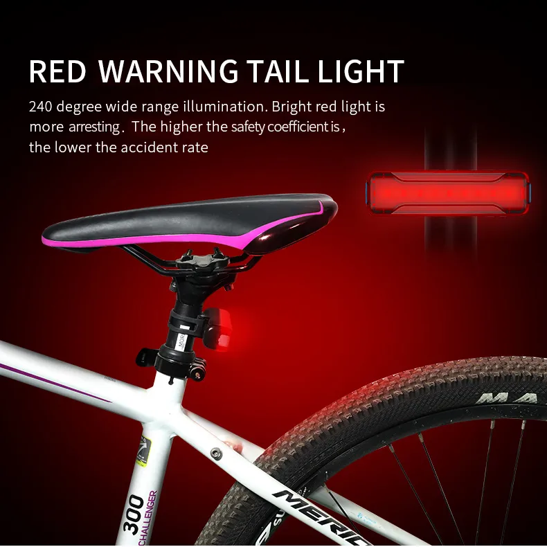 Bicycle Tail Light Bicycle Riding Motorcycle Electric Bike LED Mountain Bike USB Charging Warning Light