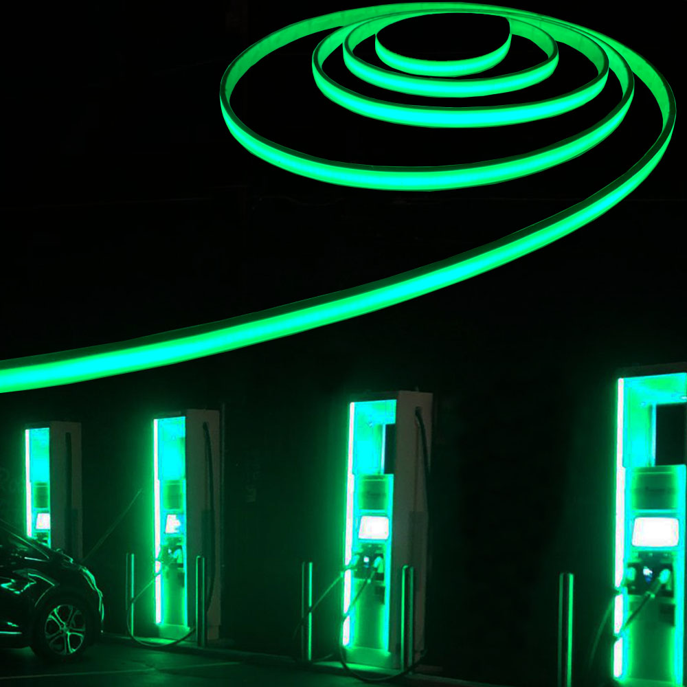 EV Charger Station Green Atmosphare Light 12V Waterproof High Temperature 105C Flexible Color Change RGB LED Strip Pipe Light