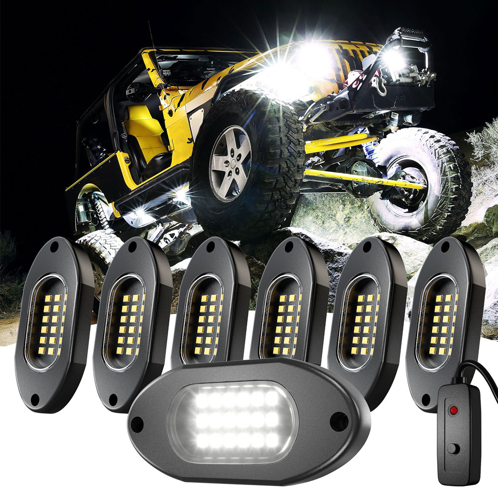 RGB Car Rock Lights Kit 4/6/8/10/12/14 Pods with App &amp; Remote LED Underglow Light IP68 Wheel Well Light for Truck ATV UTV SUV